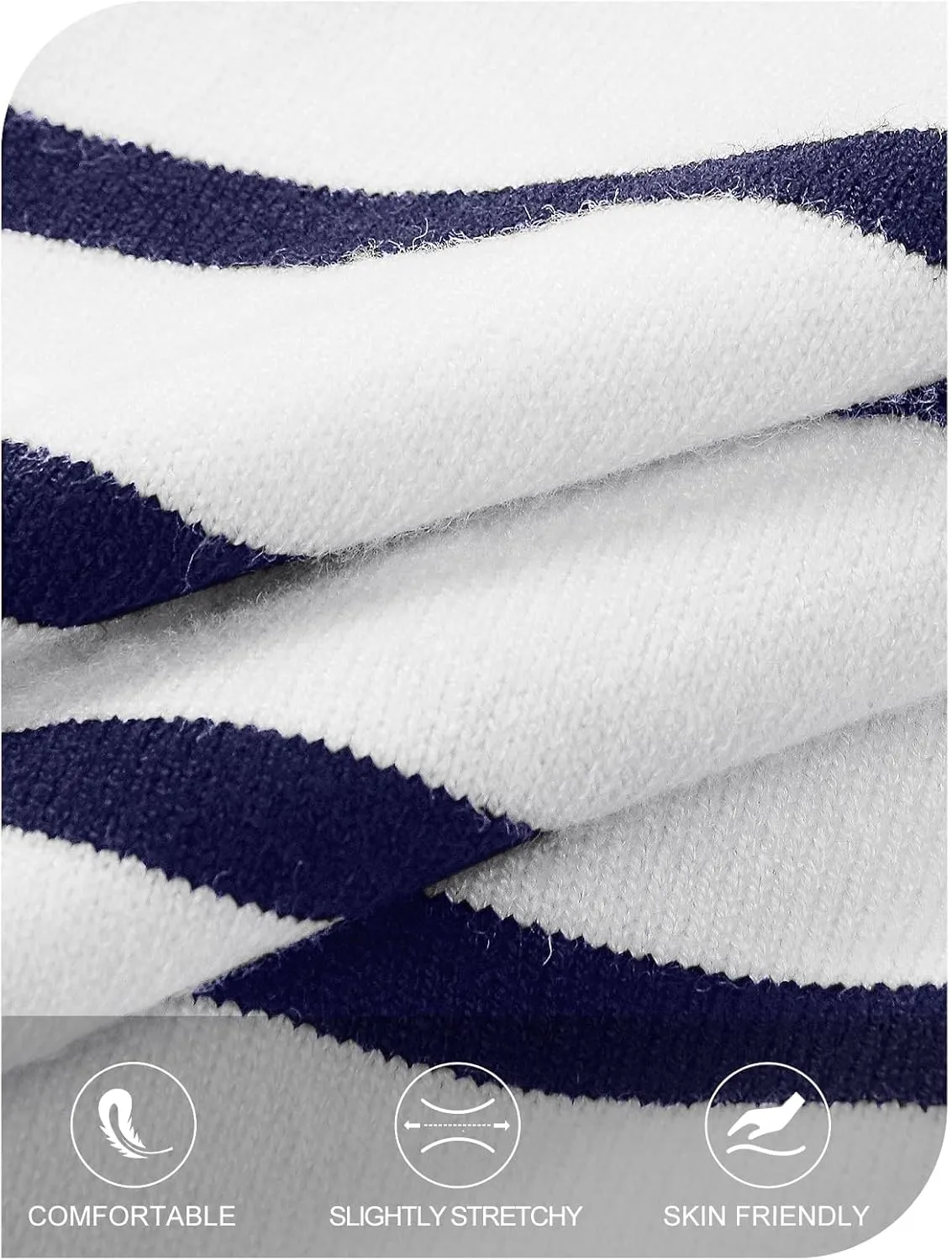 MEROKEETY Women's 2024 Striped Long Puff Sleeve Tops Casual Crew Neck Knit Pullover Sweaters Shirts