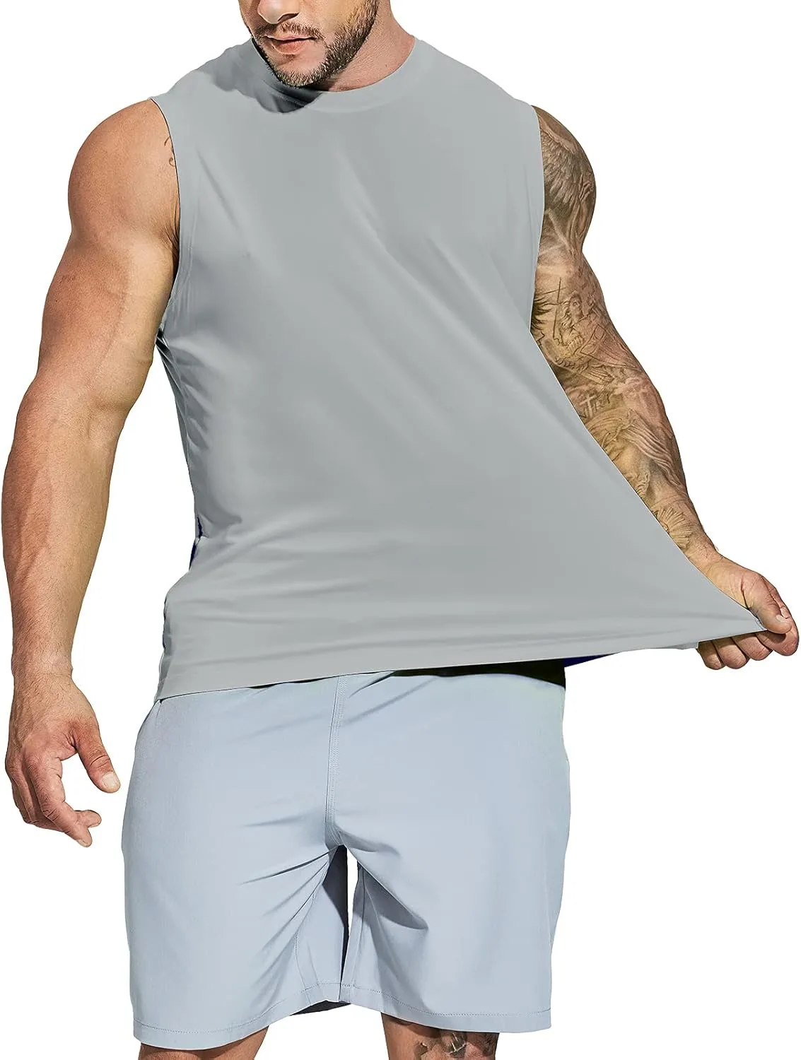 MIER Men's Workout Tank Tops UPF 50  Swim Shirts Quick Dry Running Sleeveless UV Protection Muscle Tees