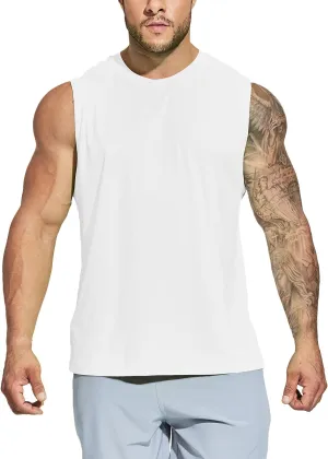 MIER Men's Workout Tank Tops UPF 50  Swim Shirts Quick Dry Running Sleeveless UV Protection Muscle Tees