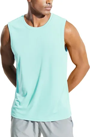MIER Men's Workout Tank Tops UPF 50  Swim Shirts Quick Dry Running Sleeveless UV Protection Muscle Tees