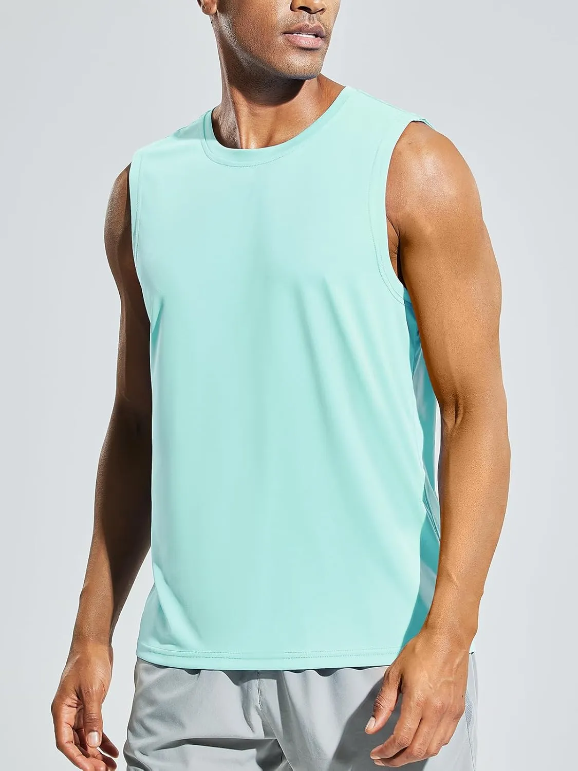 MIER Men's Workout Tank Tops UPF 50  Swim Shirts Quick Dry Running Sleeveless UV Protection Muscle Tees