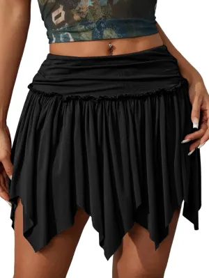 Milumia Women's Y2K Asymmetrical A Line Short Skirt Party Club Ruched Mini Skirt