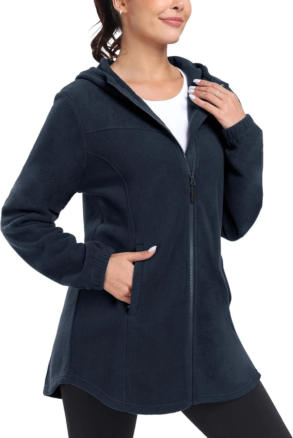 MoFiz Women's Fleece Dress Quarter Zip Winter Warm Golf Dress Jackets with Pockets