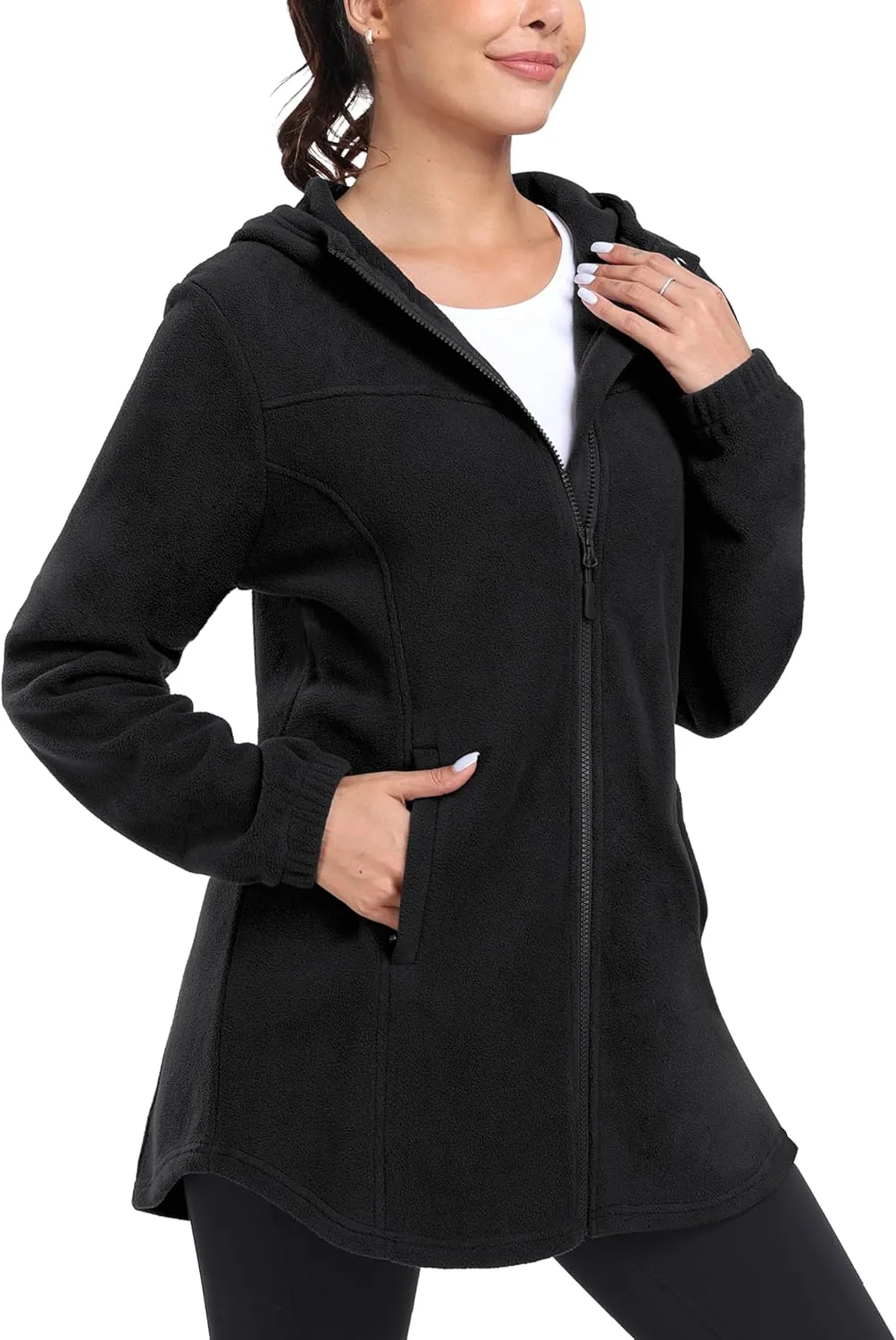 MoFiz Women's Fleece Dress Quarter Zip Winter Warm Golf Dress Jackets with Pockets