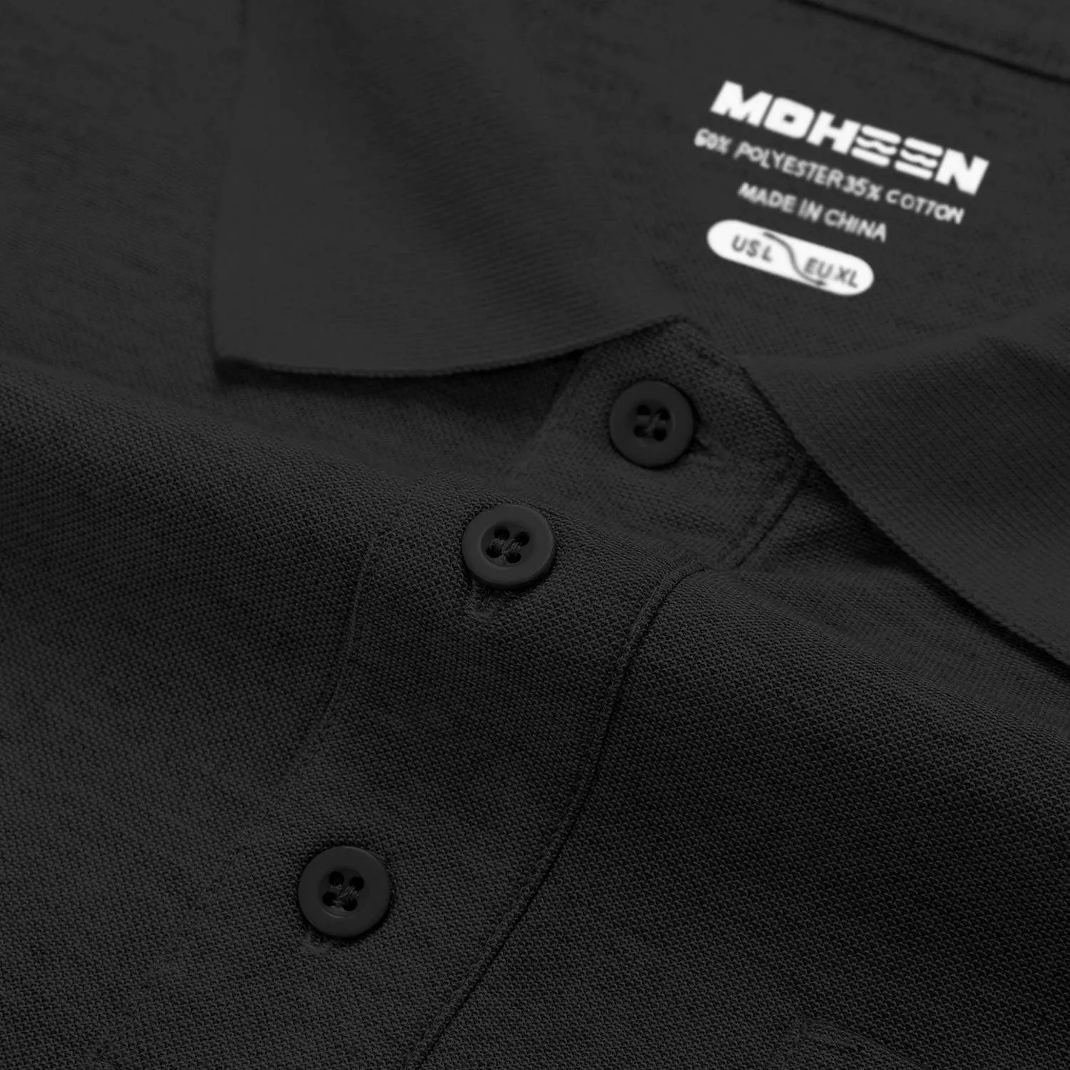 MOHEEN Men's Casual Solid Golf Shirts Outdoor Quick Dry Long Sleeve Moisture Wicking Performance Polo Shirt with Pocket