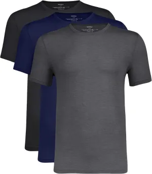 NACHILA Undershirts for Men- Viscose Made from Bamboo, 3 Pack Short Sleeve Tees Soft T-Shirts Comfy Loungewear Top