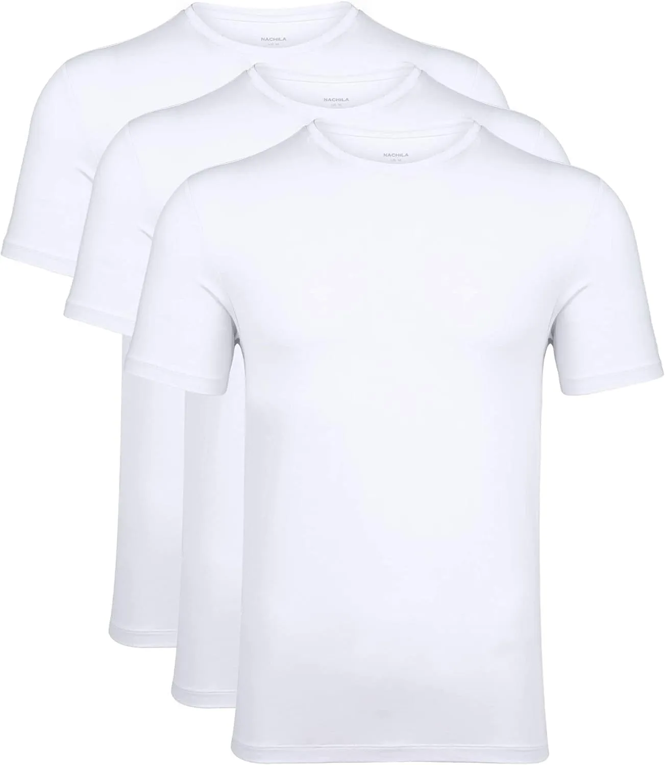 NACHILA Undershirts for Men- Viscose Made from Bamboo, 3 Pack Short Sleeve Tees Soft T-Shirts Comfy Loungewear Top