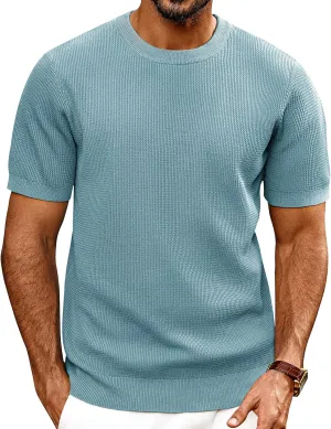 PJ PAUL JONES Mens T-Shirts Knit Short Sleeve Crewneck Shirt Casual Textured Pullover Tees