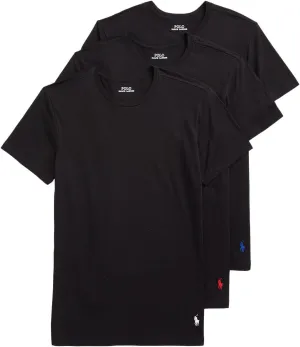 Polo Ralph Lauren Mens Slim Fit Cotton Crew Shirts, Black, Large