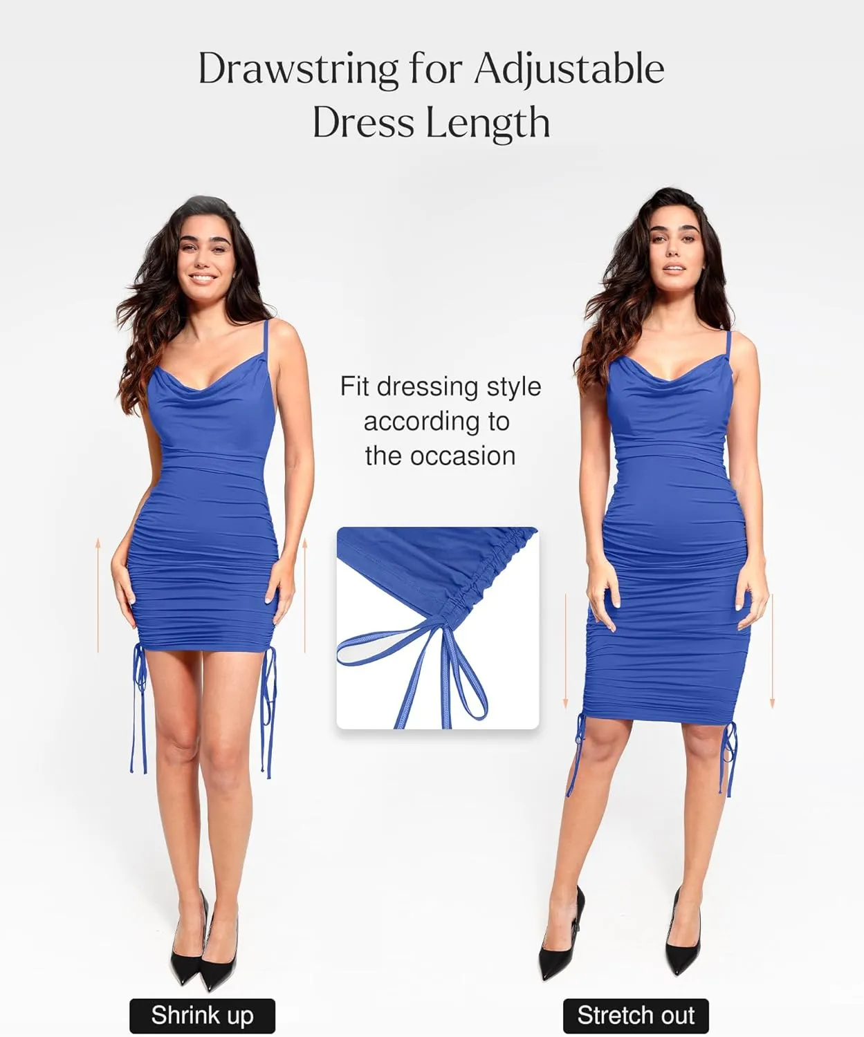 Popilush Corset Dress - Summer Club Outfits for Women Built in Bra Shapewear Drawstring Adjustable Ruched Mini Dresses