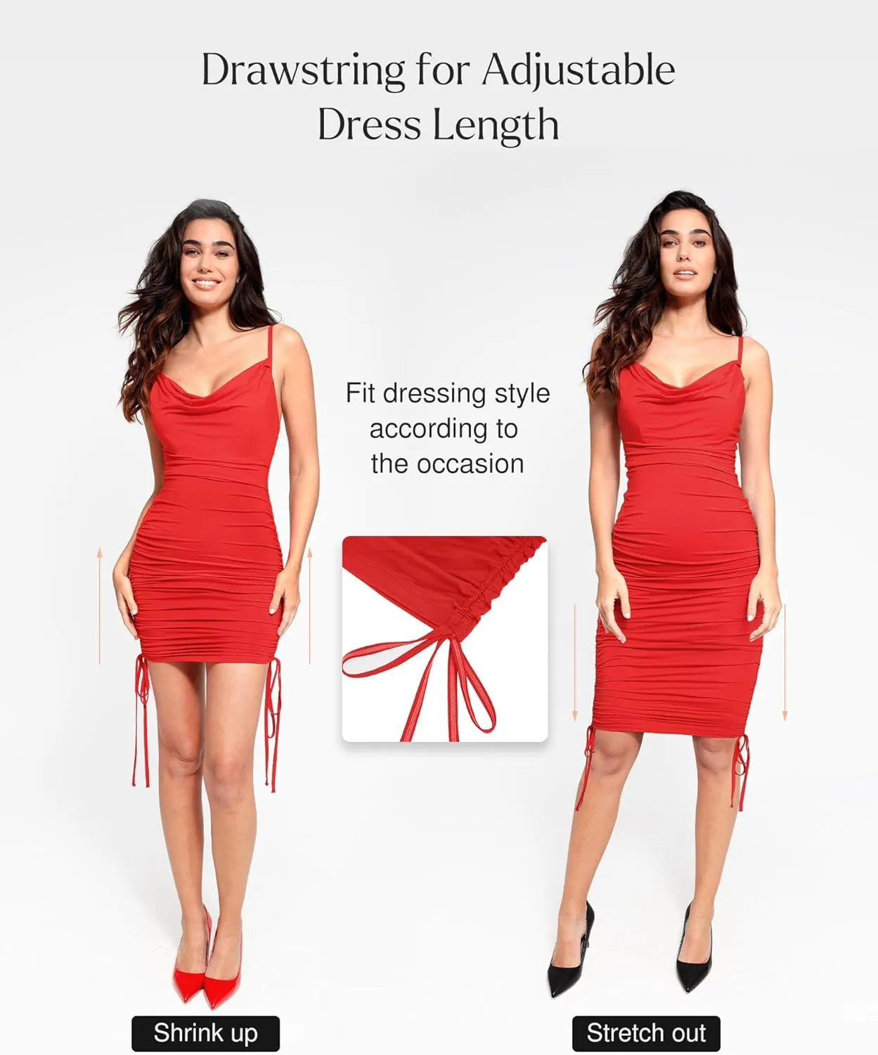 Popilush Corset Dress - Summer Club Outfits for Women Built in Bra Shapewear Drawstring Adjustable Ruched Mini Dresses