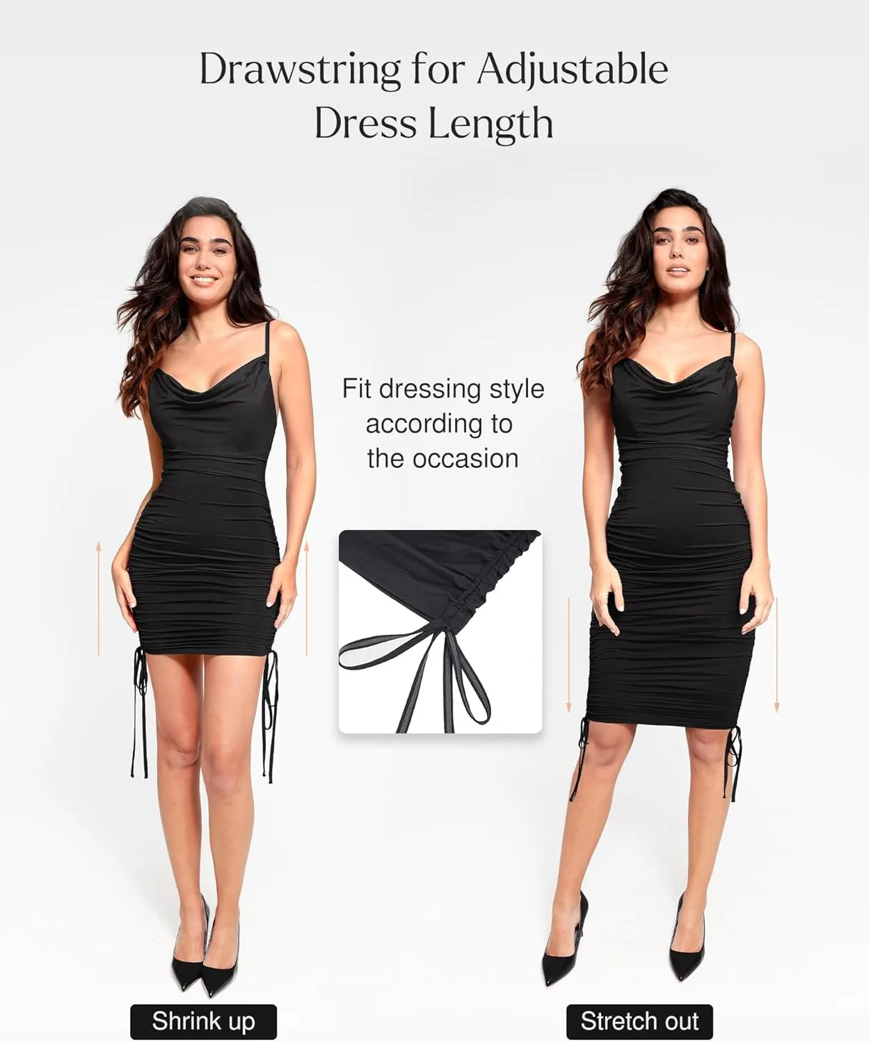 Popilush Corset Dress - Summer Club Outfits for Women Built in Bra Shapewear Drawstring Adjustable Ruched Mini Dresses