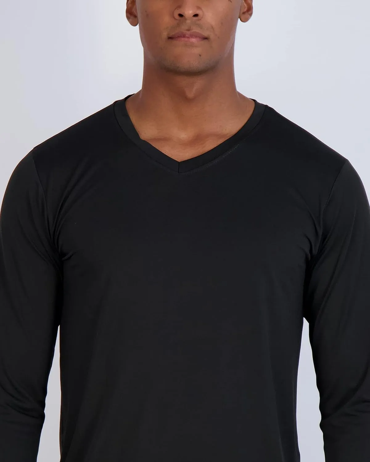 Real Essentials 4 Pack: Men's Dry Fit Long Sleeve V-Neck Active T-Shirt - Athletic Outdoor UPF 50  (Available in Big & Tall)