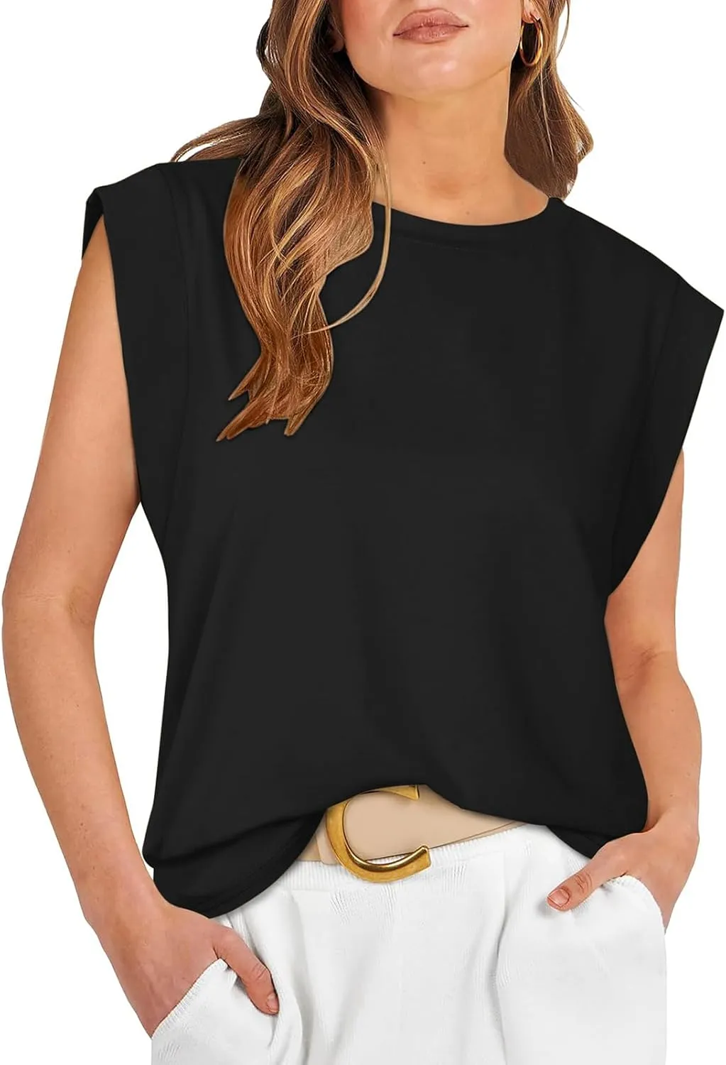 REORIA Womens Summer Cap Sleeve Cotton Tank Tops 2025 Fashion Outfits Loose Fit Dressy Basic Tees Shirts