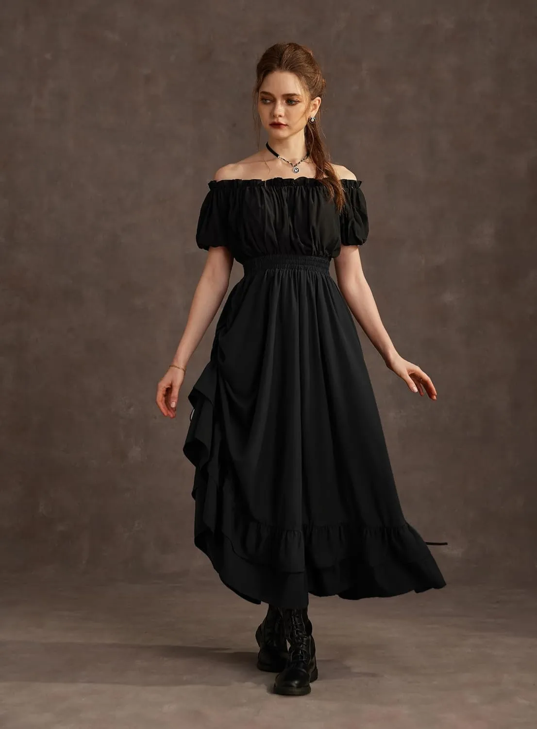 Scarlet Darkness Women Renaissance Skirt Medieval Ruffle Layered Maxi Skirts
