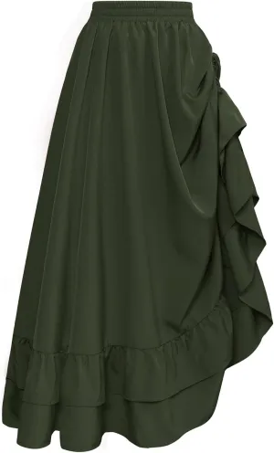 Scarlet Darkness Women Renaissance Skirt Medieval Ruffle Layered Maxi Skirts