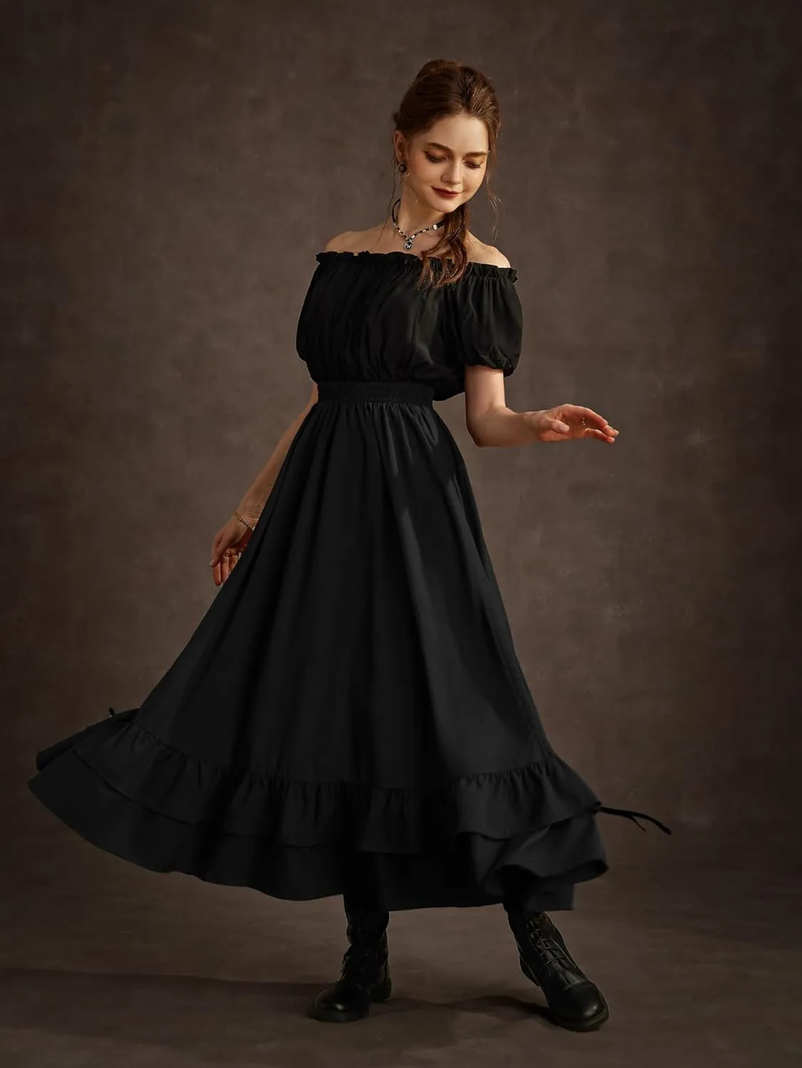Scarlet Darkness Women Renaissance Skirt Medieval Ruffle Layered Maxi Skirts