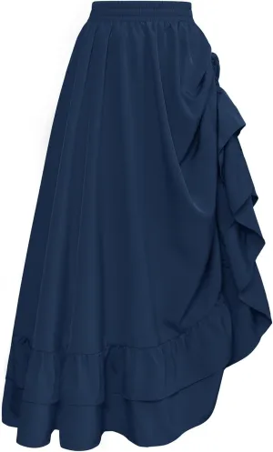 Scarlet Darkness Women Renaissance Skirt Medieval Ruffle Layered Maxi Skirts