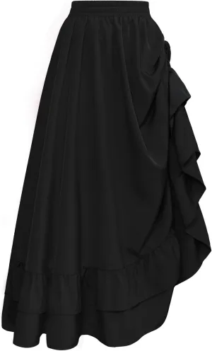 Scarlet Darkness Women Renaissance Skirt Medieval Ruffle Layered Maxi Skirts