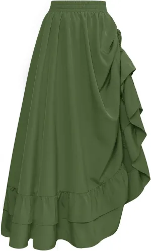 Scarlet Darkness Women Renaissance Skirt Medieval Ruffle Layered Maxi Skirts