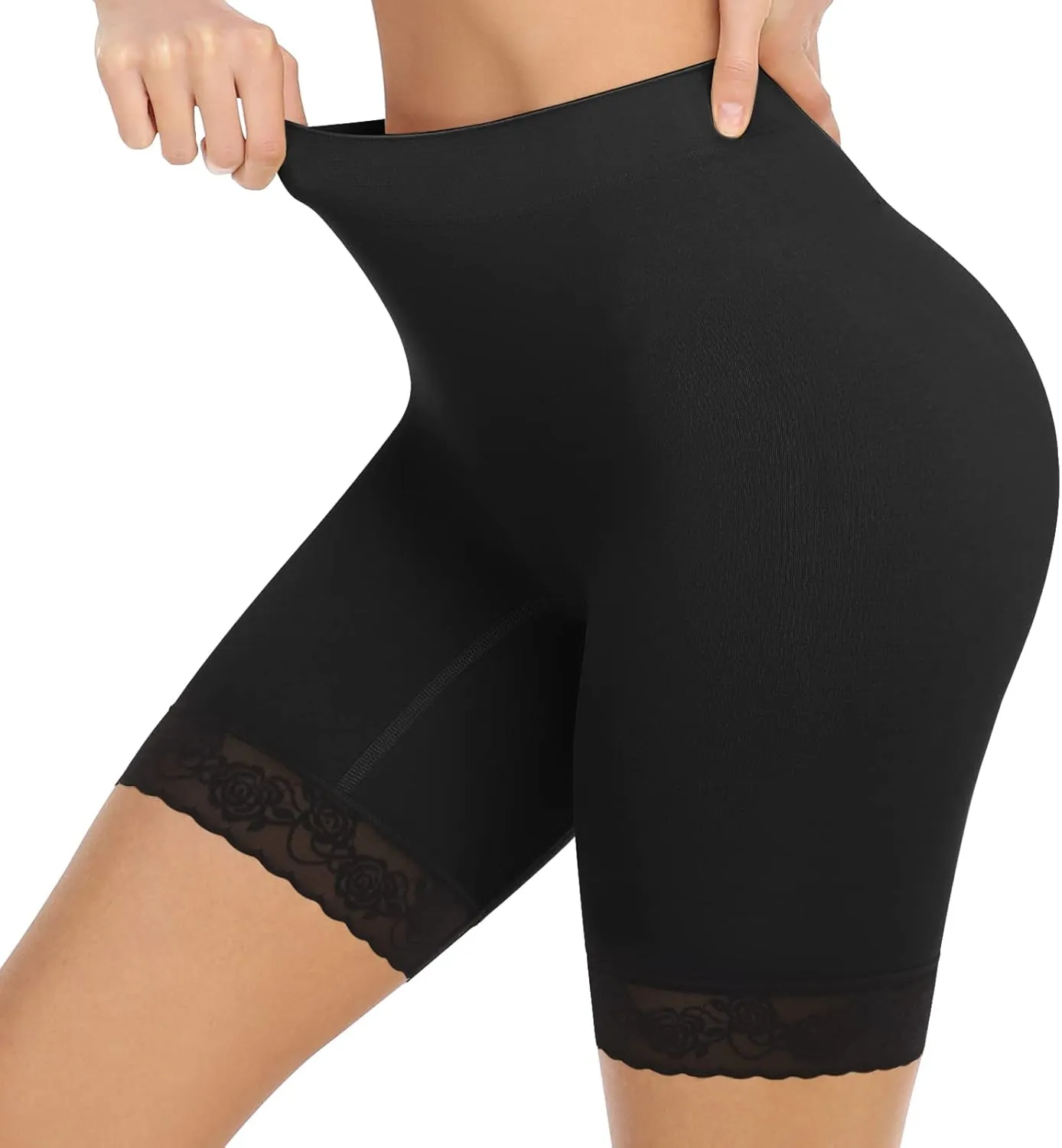SIMIYA Women's Slip Shorts for Under Dresses, Anti-Chafing Boyshorts Panties Seamless Stretch Lace Underwear