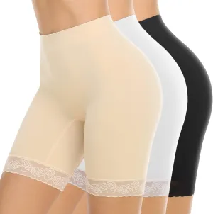 SIMIYA Women's Slip Shorts for Under Dresses, Anti-Chafing Boyshorts Panties Seamless Stretch Lace Underwear