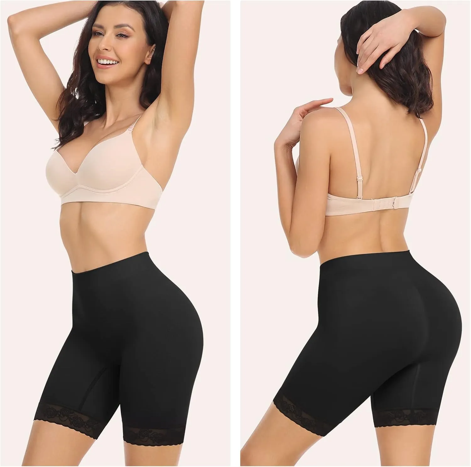 SIMIYA Women's Slip Shorts for Under Dresses, Anti-Chafing Boyshorts Panties Seamless Stretch Lace Underwear