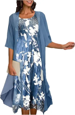 Summer Dresses for Women 2025 Wedding Guest Dresses for Women Chiffon 2 Piece Dress Sets Mother of The Bride Dresses