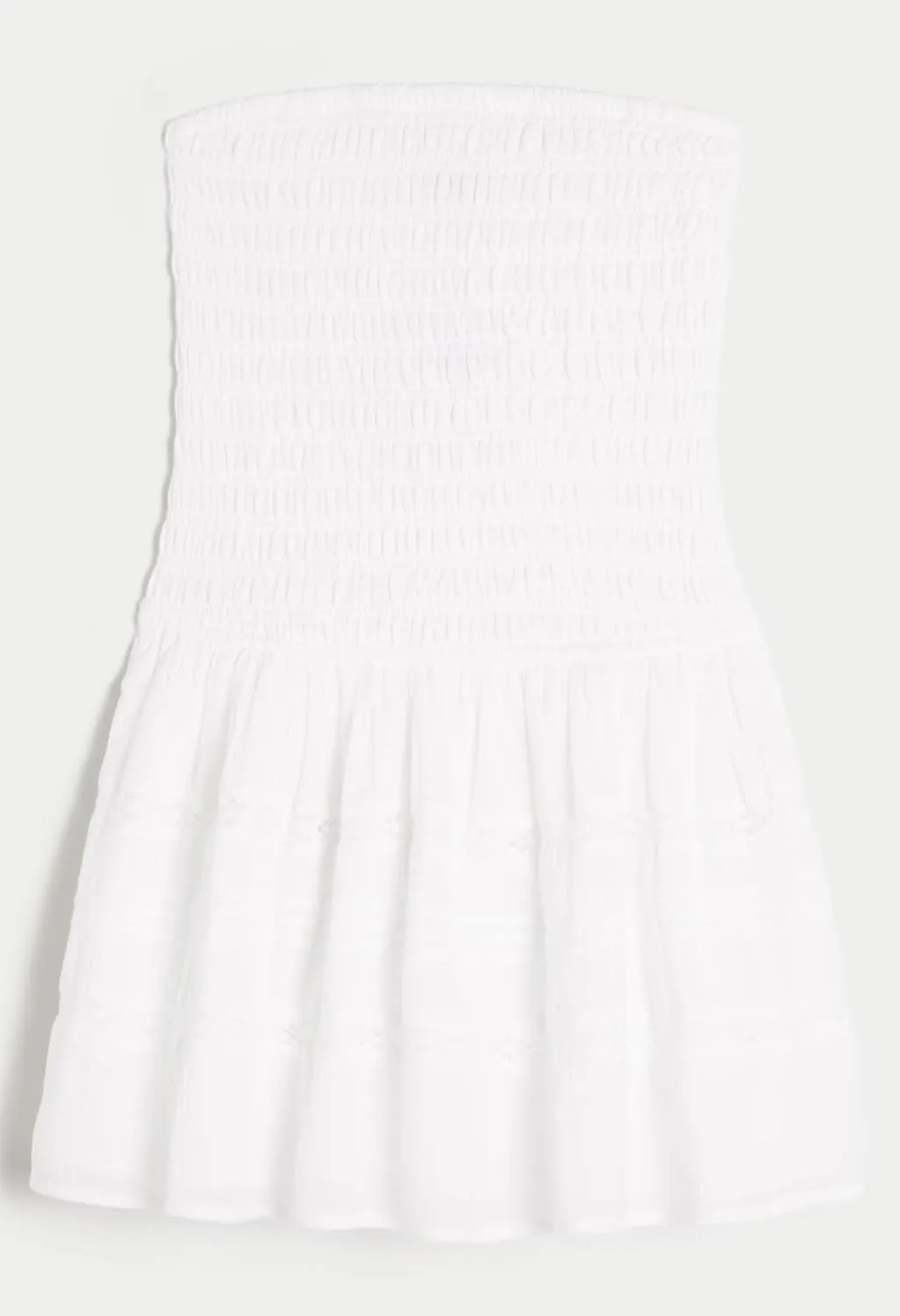Summer Strapless Smocked Bodice Mini Dresses for Women Vacation Beach Boho Tube A-Line Dress with Pockets