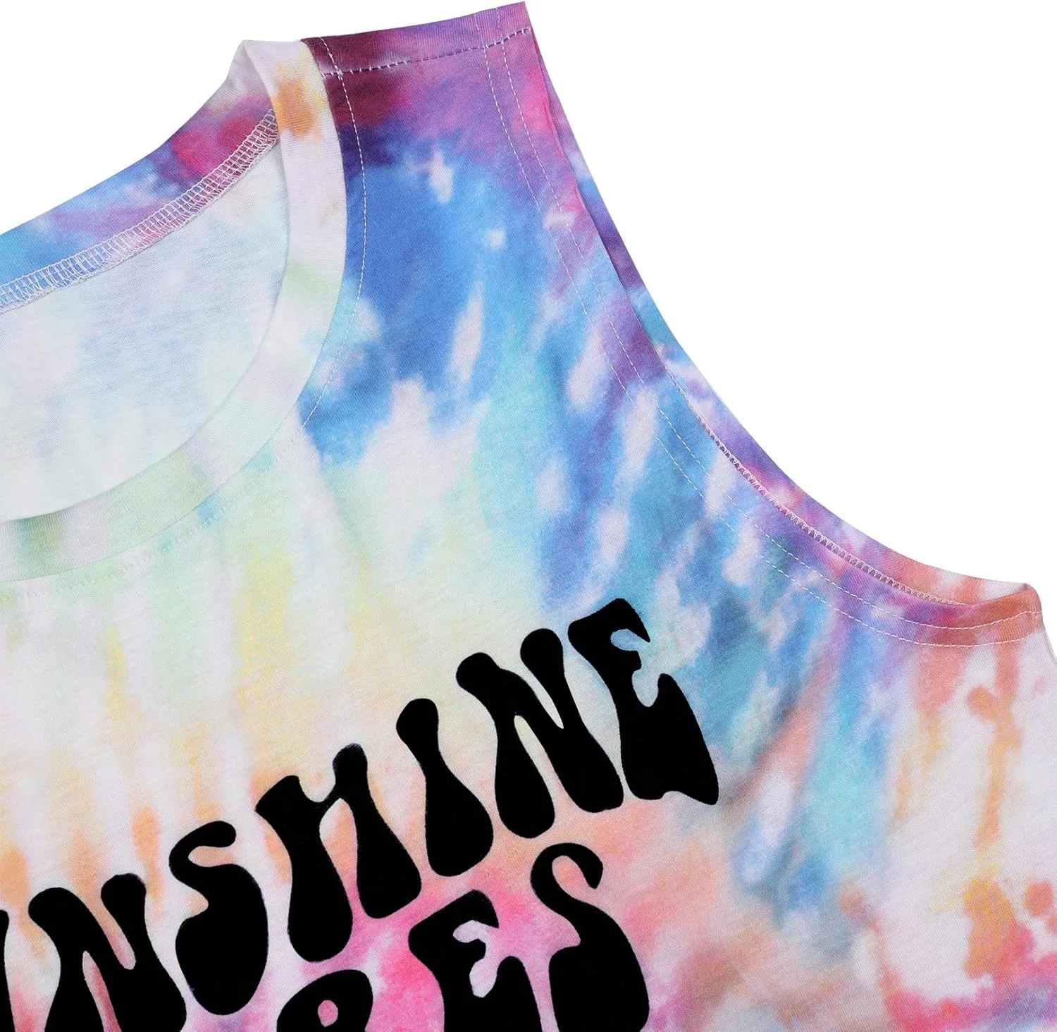 Sunshine Vibes Letter Print Vest T Shirt Women's Summer Sleeveless Graphic Tank Tops Casual Loose Workout Tees