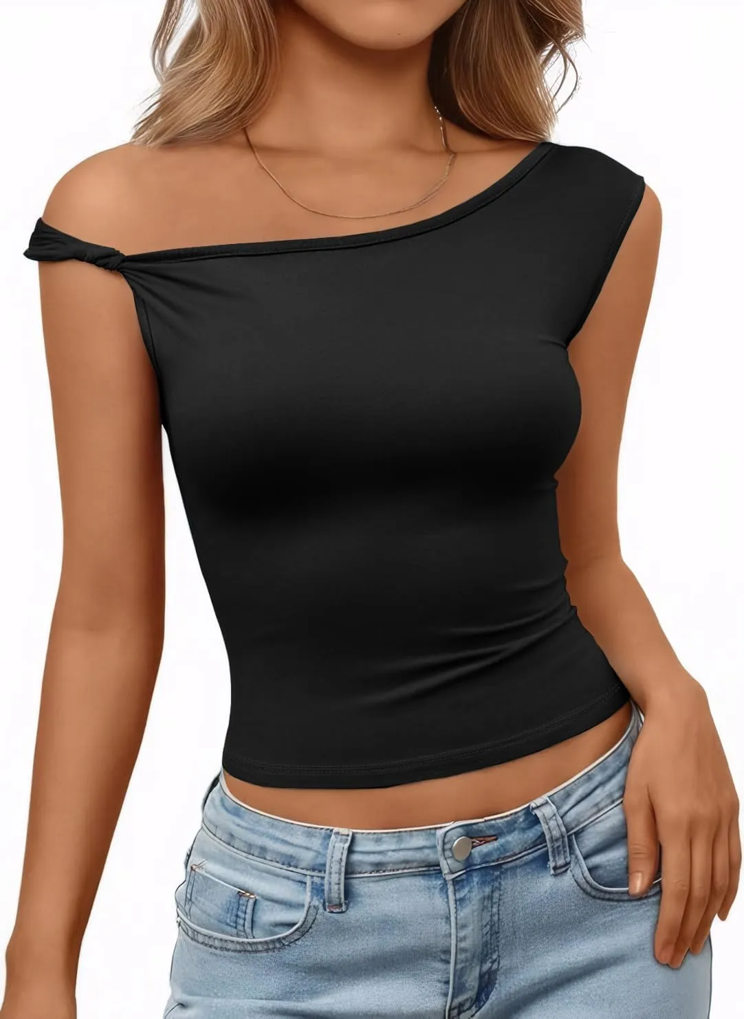 Tankaneo Womens Off Shoulder Tank Tops Summer Backless Sleeveless Shirts Y2k Going Out Trendy Casual Tees