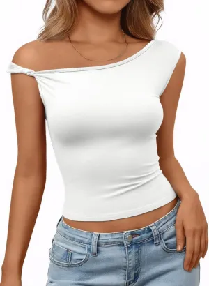Tankaneo Womens Off Shoulder Tank Tops Summer Backless Sleeveless Shirts Y2k Going Out Trendy Casual Tees