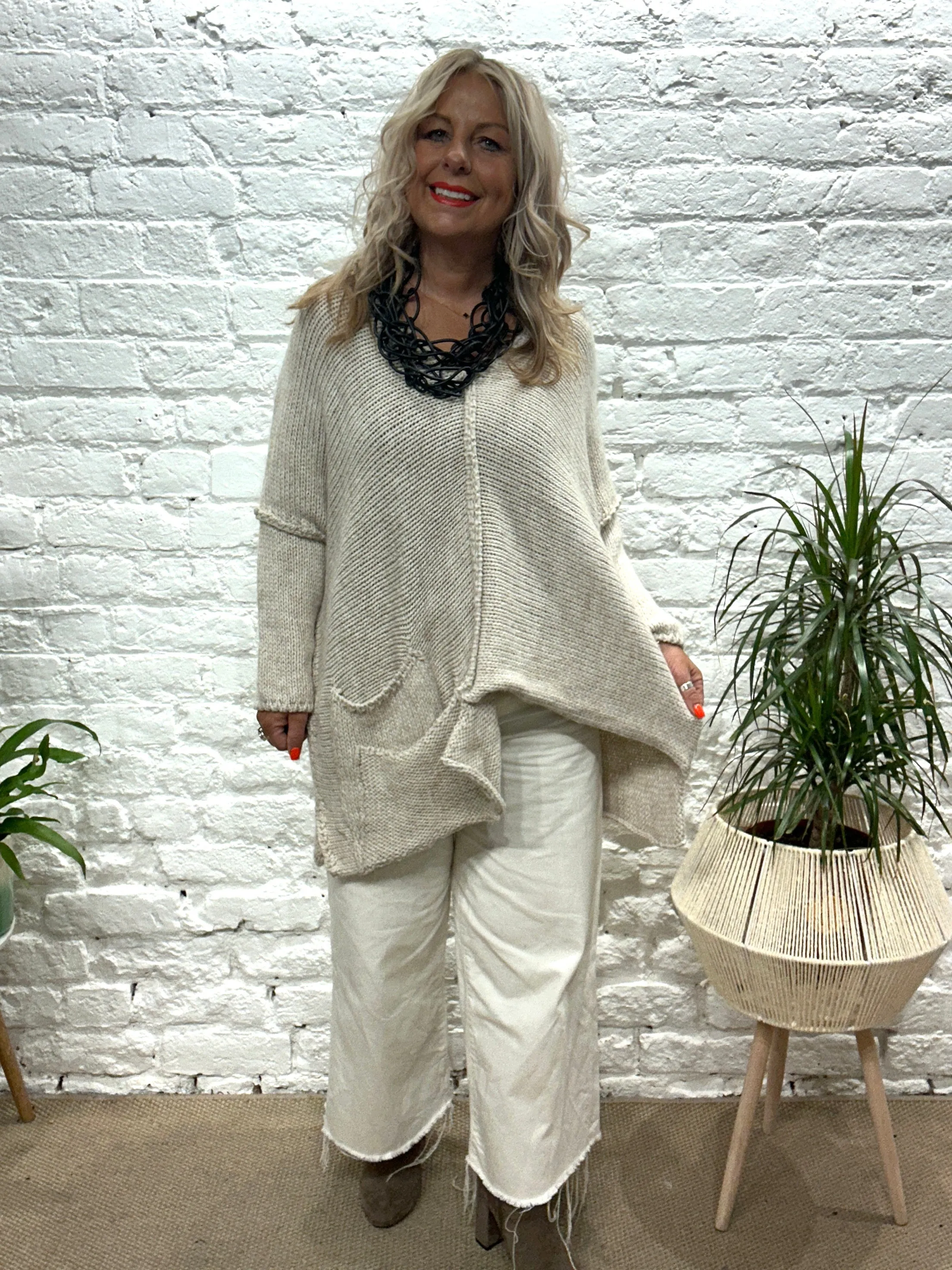 The Harper Chunky Cut out Knit Pocket Detail Jumper
