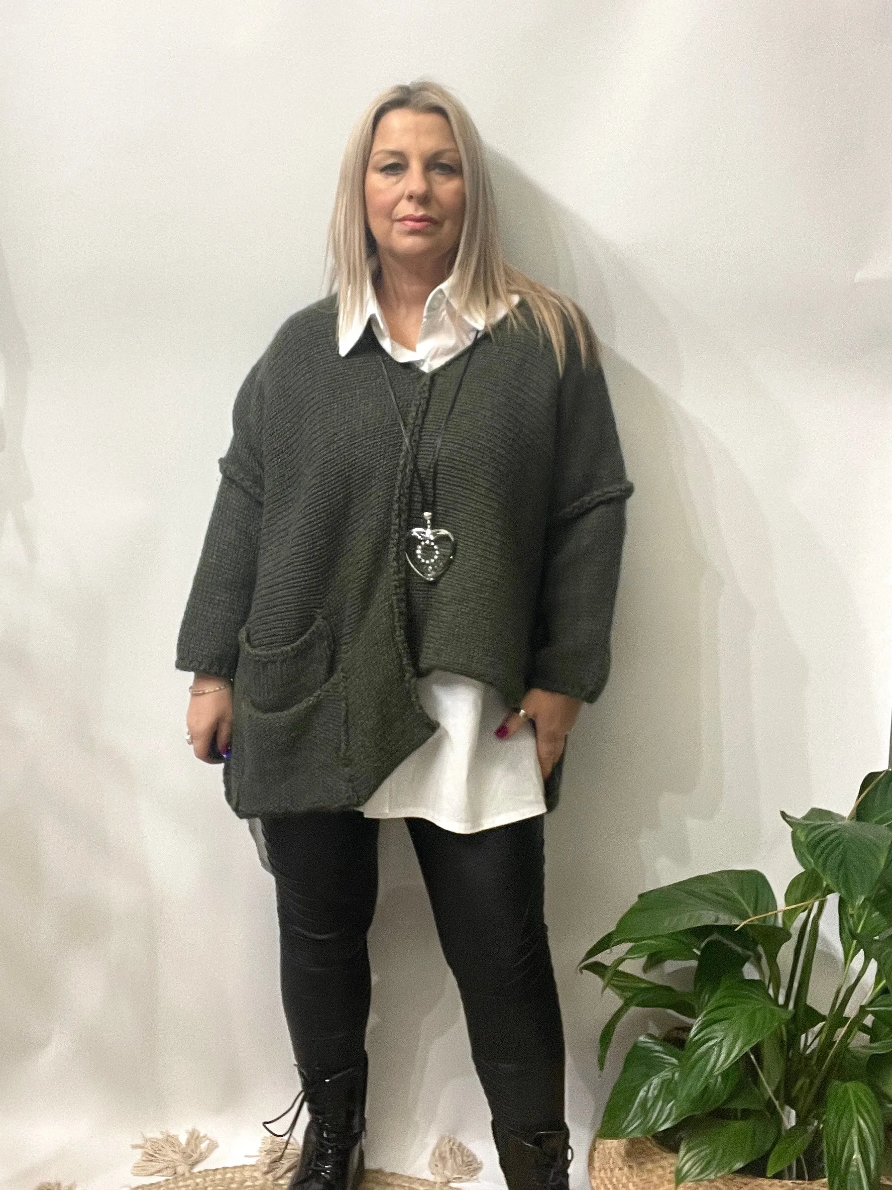 The Harper Chunky Cut out Knit Pocket Detail Jumper