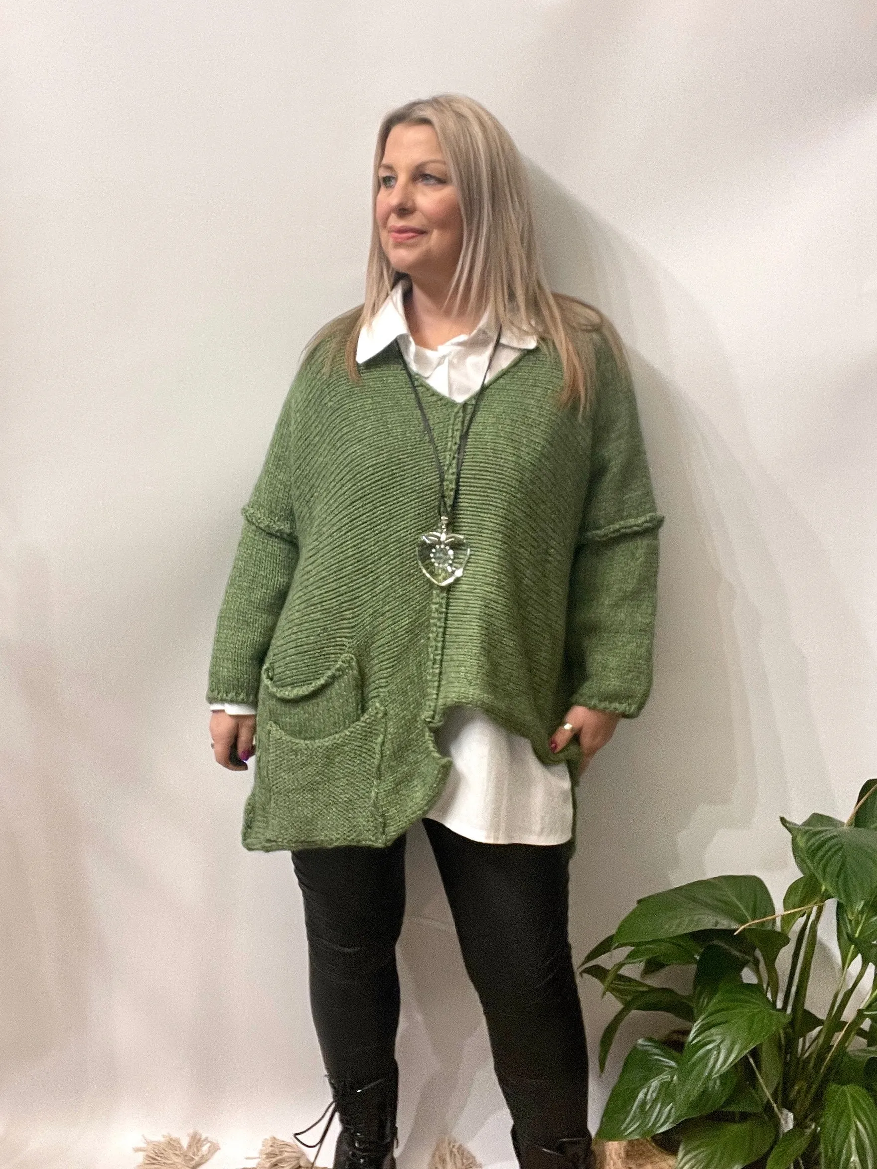 The Harper Chunky Cut out Knit Pocket Detail Jumper