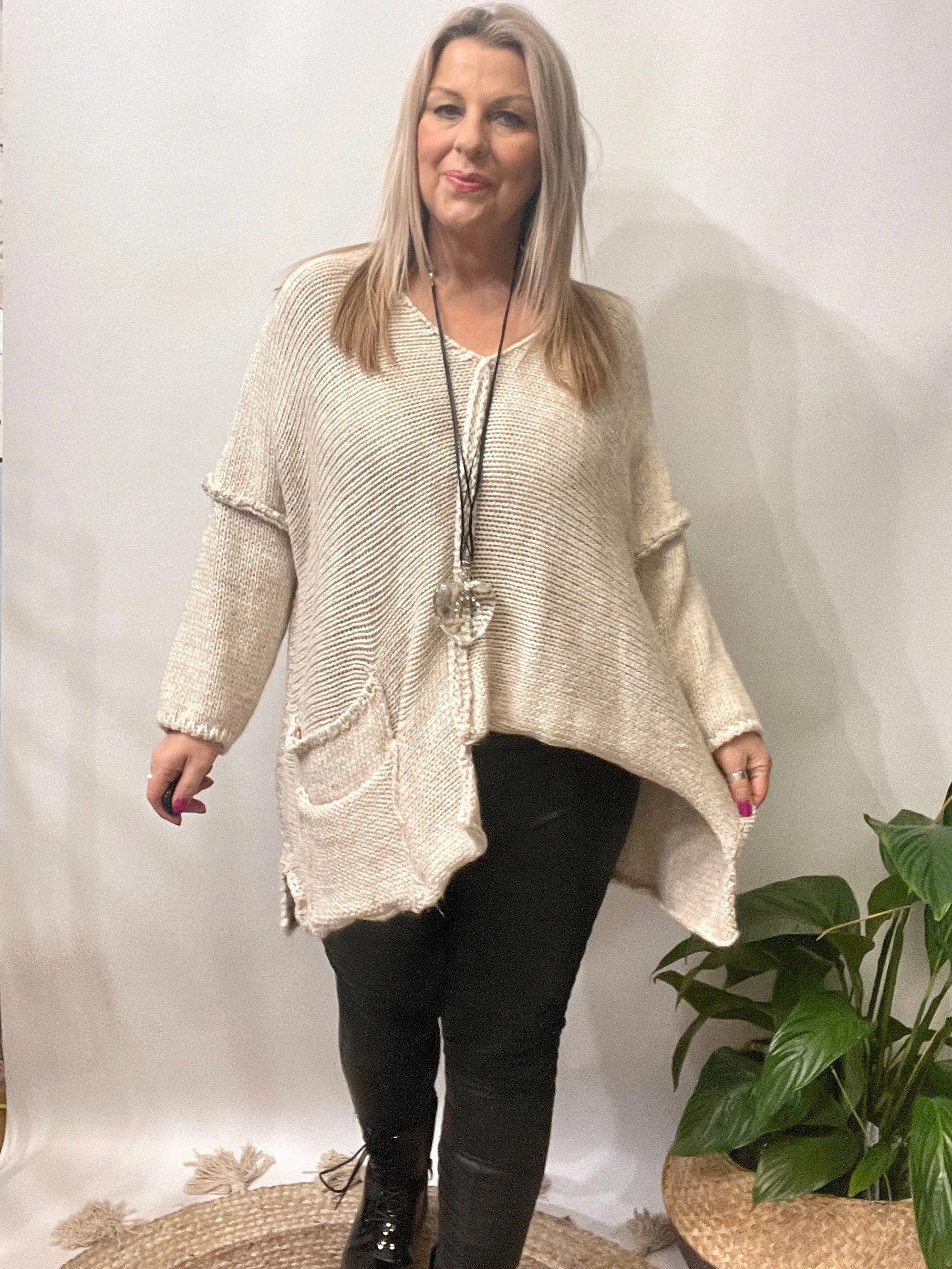 The Harper Chunky Cut out Knit Pocket Detail Jumper