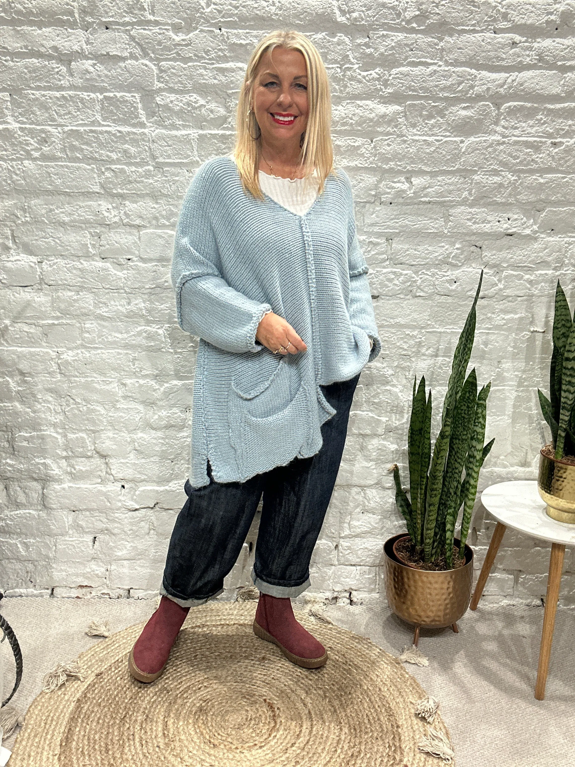The Harper Chunky Cut out Knit Pocket Detail Jumper