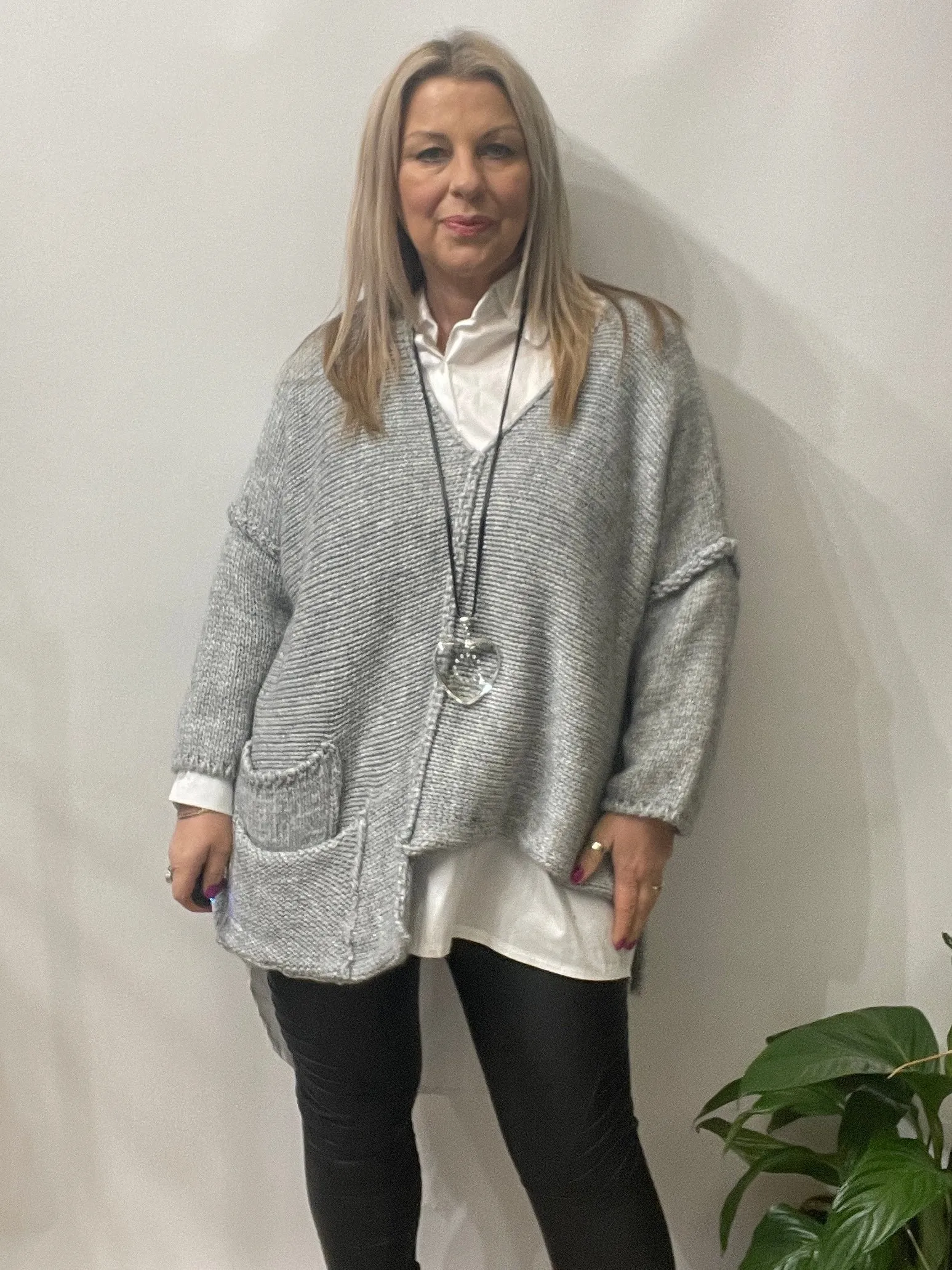 The Harper Chunky Cut out Knit Pocket Detail Jumper