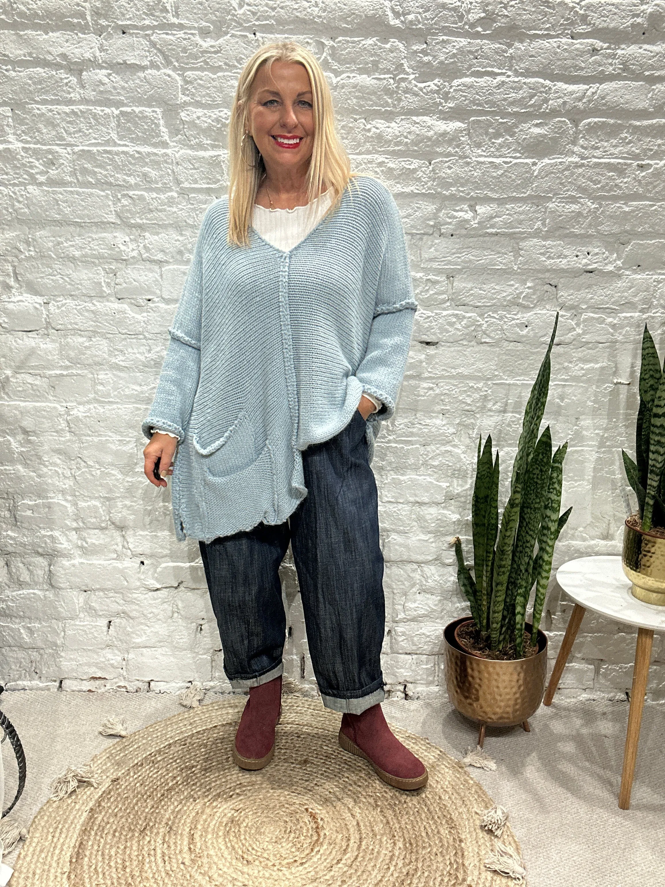 The Harper Chunky Cut out Knit Pocket Detail Jumper