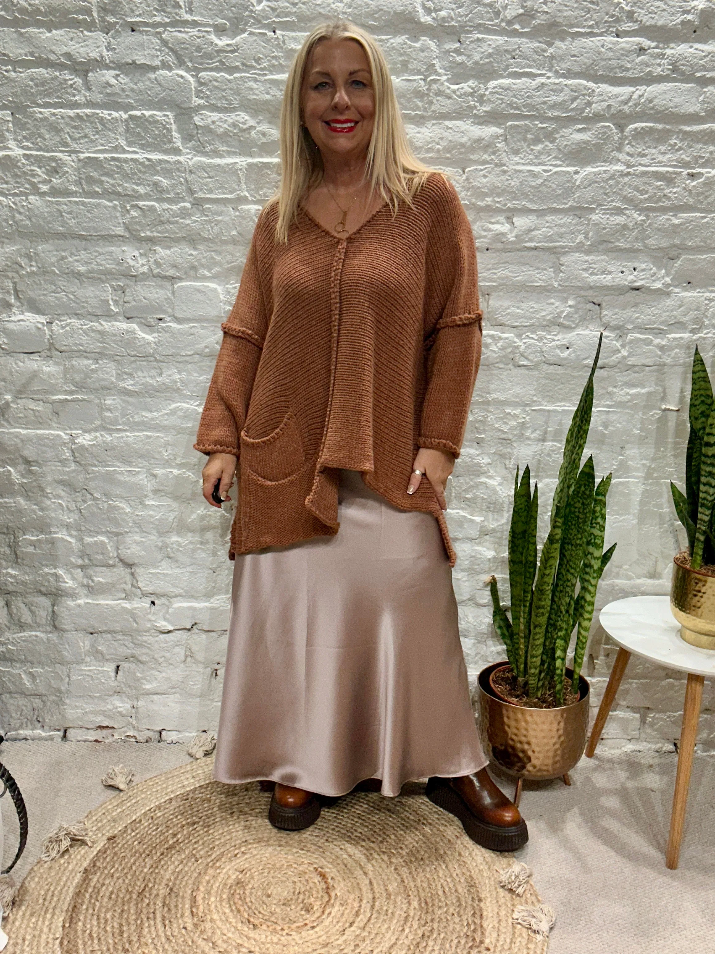 The Harper Chunky Cut out Knit Pocket Detail Jumper