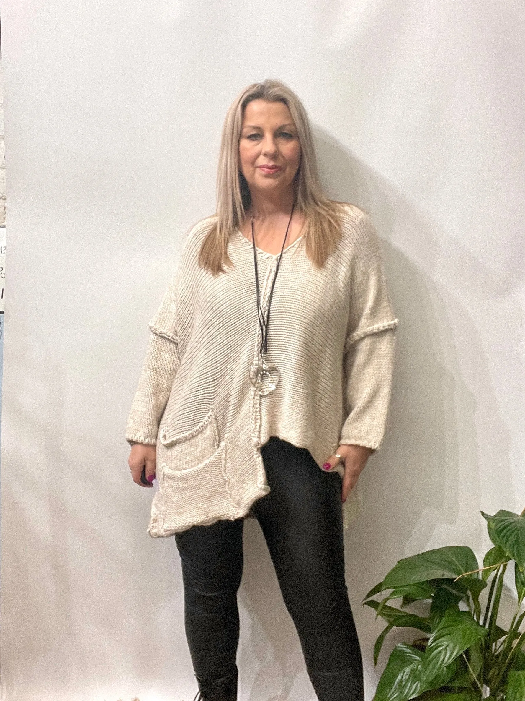 The Harper Chunky Cut out Knit Pocket Detail Jumper