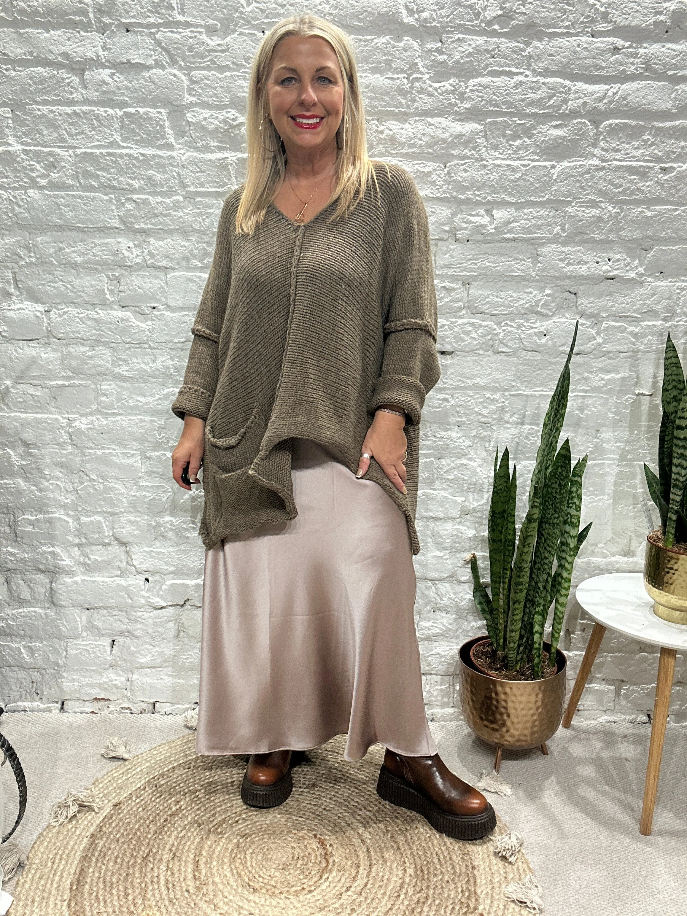 The Harper Chunky Cut out Knit Pocket Detail Jumper