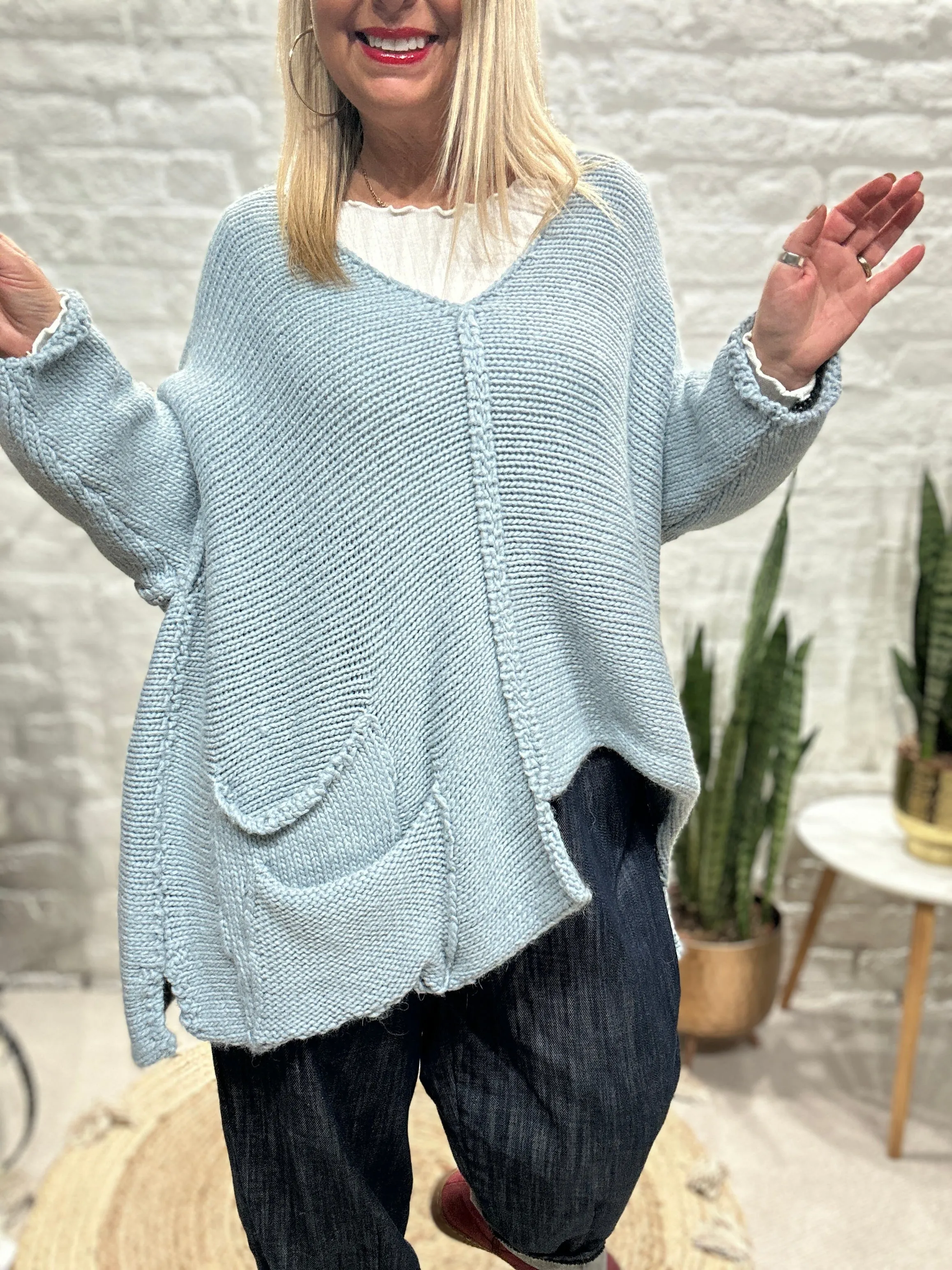 The Harper Chunky Cut out Knit Pocket Detail Jumper
