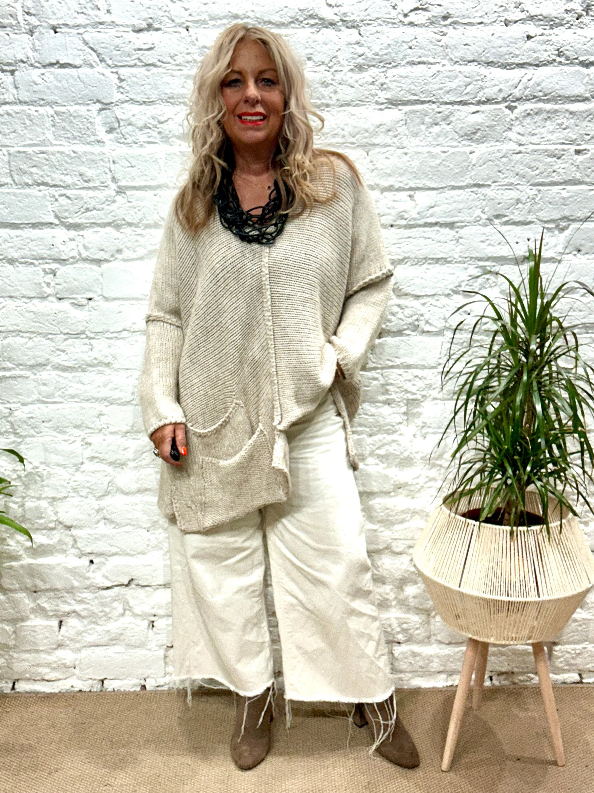 The Harper Chunky Cut out Knit Pocket Detail Jumper