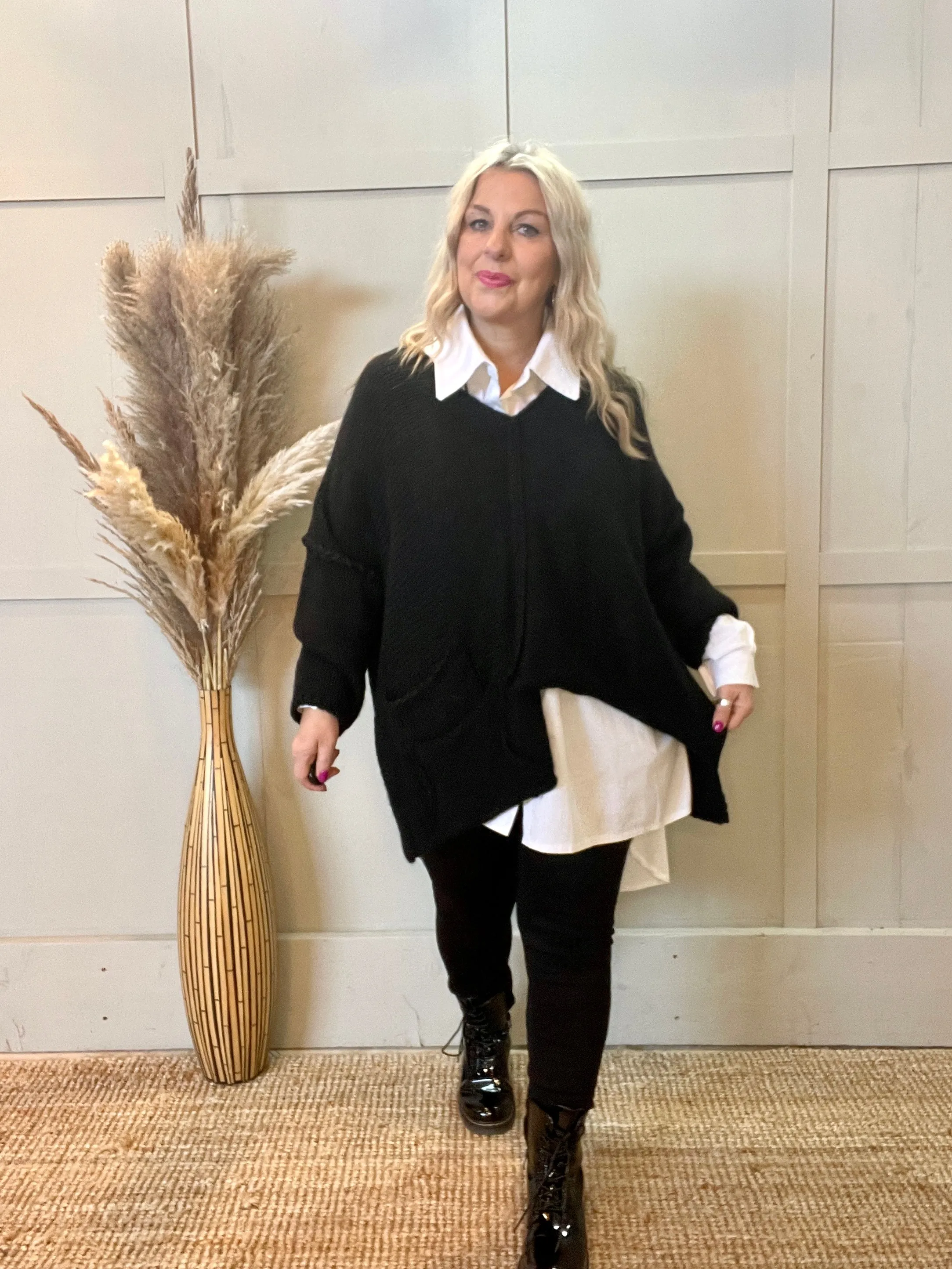 The Harper Chunky Cut out Knit Pocket Detail Jumper