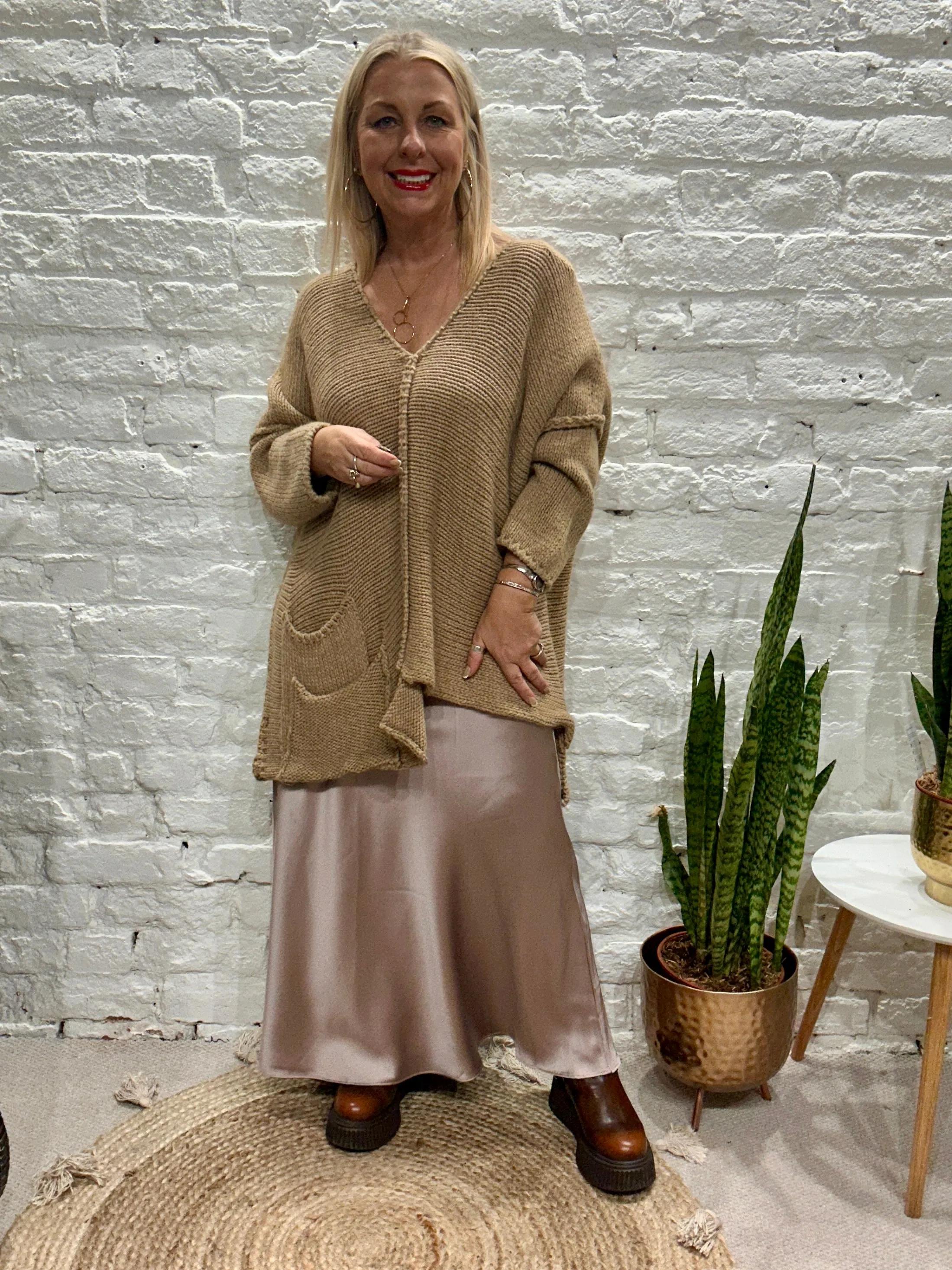 The Harper Chunky Cut out Knit Pocket Detail Jumper