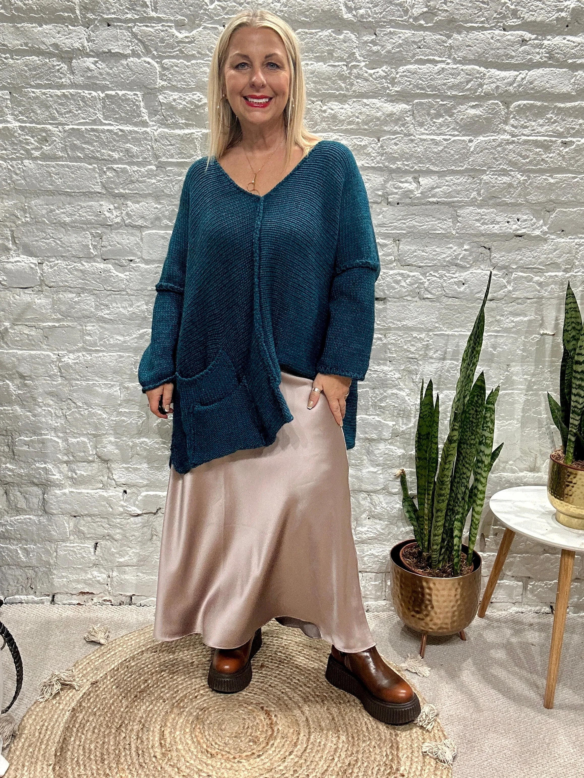 The Harper Chunky Cut out Knit Pocket Detail Jumper