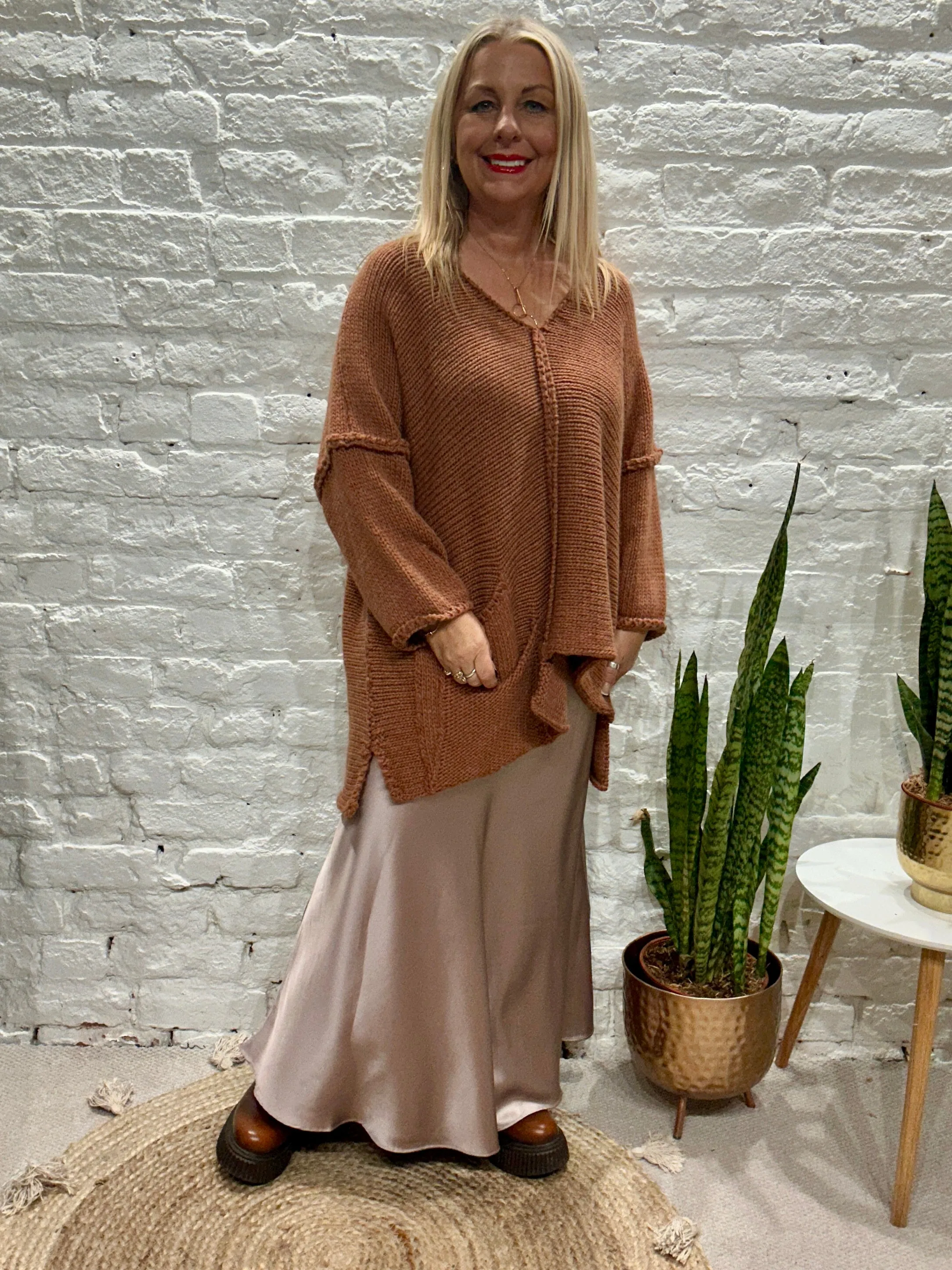 The Harper Chunky Cut out Knit Pocket Detail Jumper