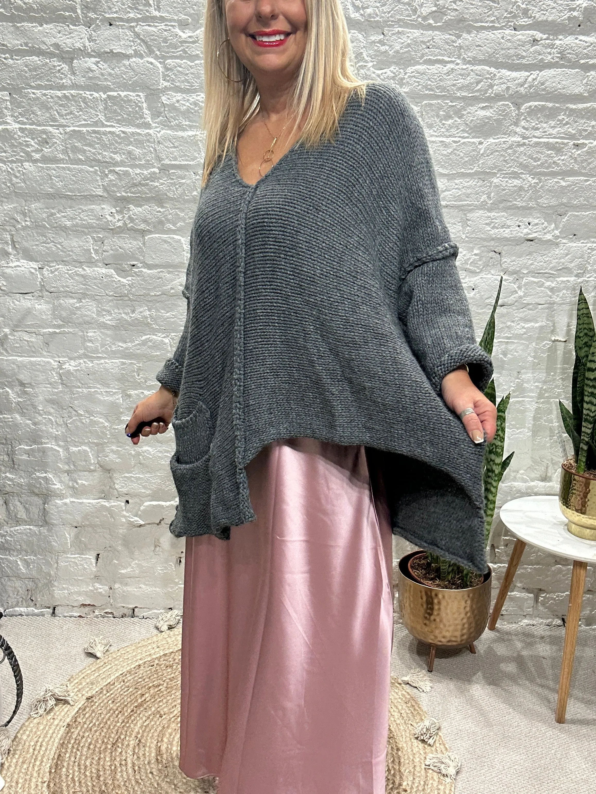 The Harper Chunky Cut out Knit Pocket Detail Jumper