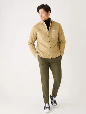 The Quilted Overshirt in Grey Green